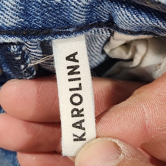 Grlfrnd‎ Womens 'Karolina' Slim Straight High Rise Distressed Jeans Blue Size 26 - Picture 7 of 14